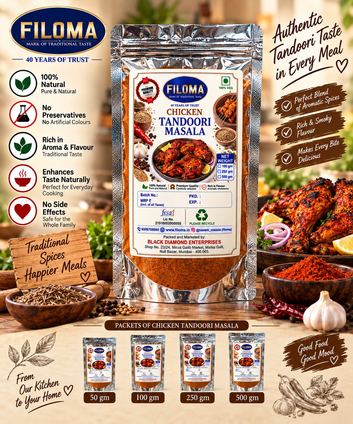 Filoma Chicken Tandoori Masala – Authentic Blend of Aromatic Spices