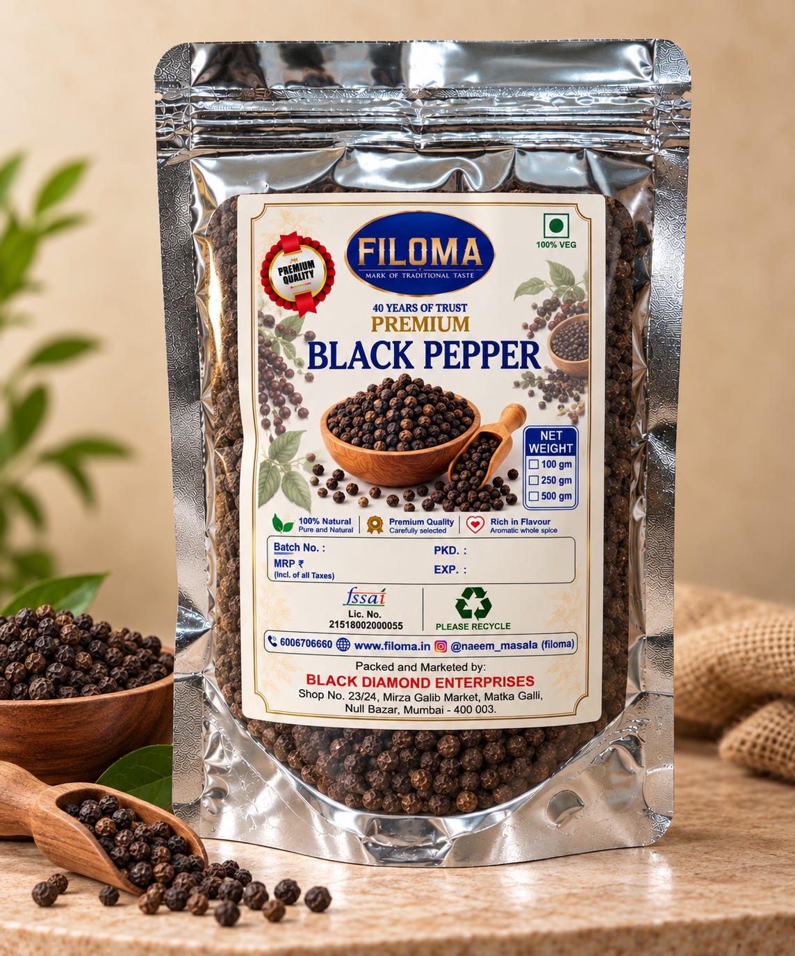 Filoma Kali mirch (Black Pepper) – Premium Whole Spice