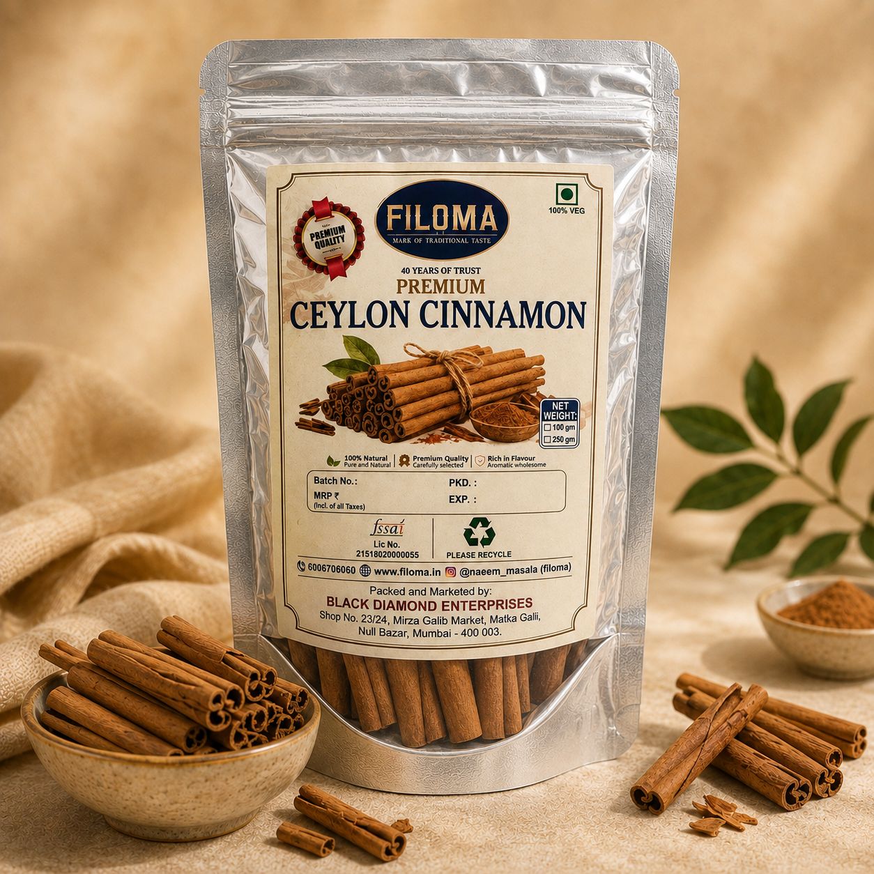Filoma Premium Ceylon Cinnamon Whole Sticks