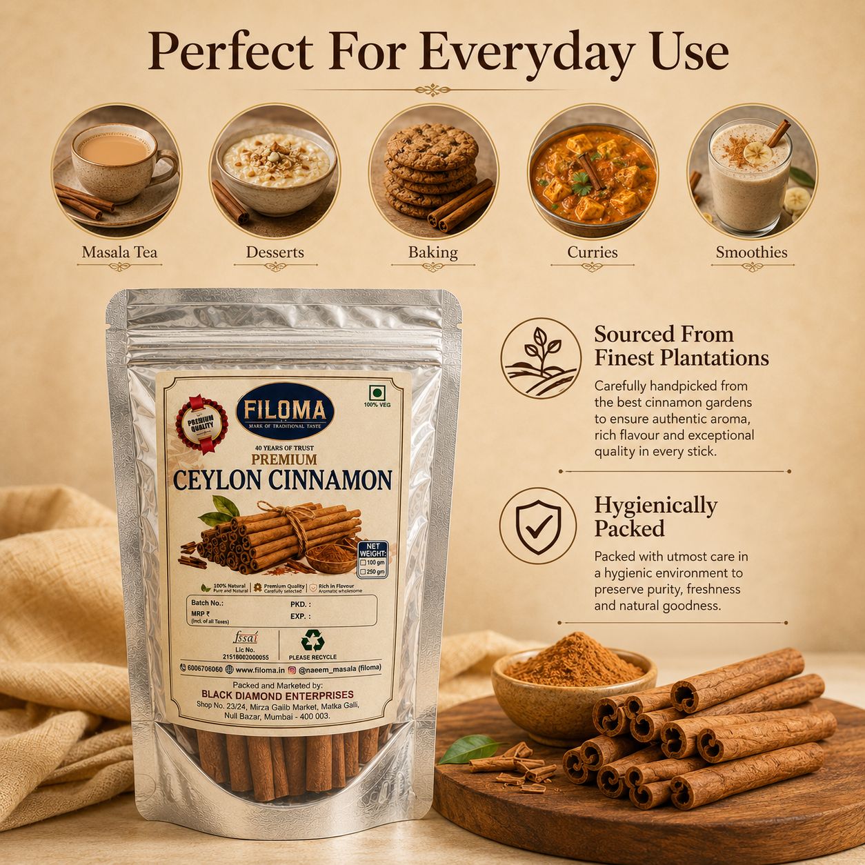 Filoma Premium Ceylon Cinnamon Whole Sticks