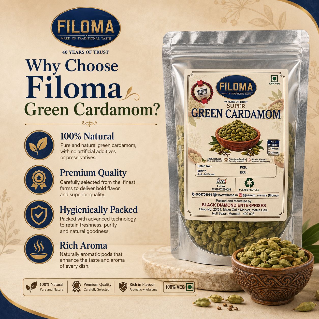 Filoma Premium Green Cardamom
