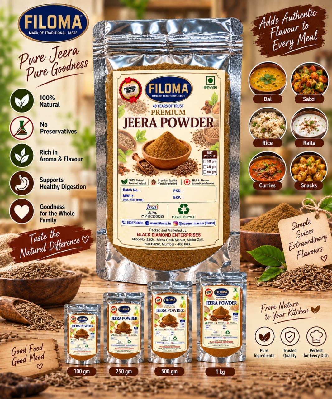 Filoma Premium Jeera Powder – Pure & Natural