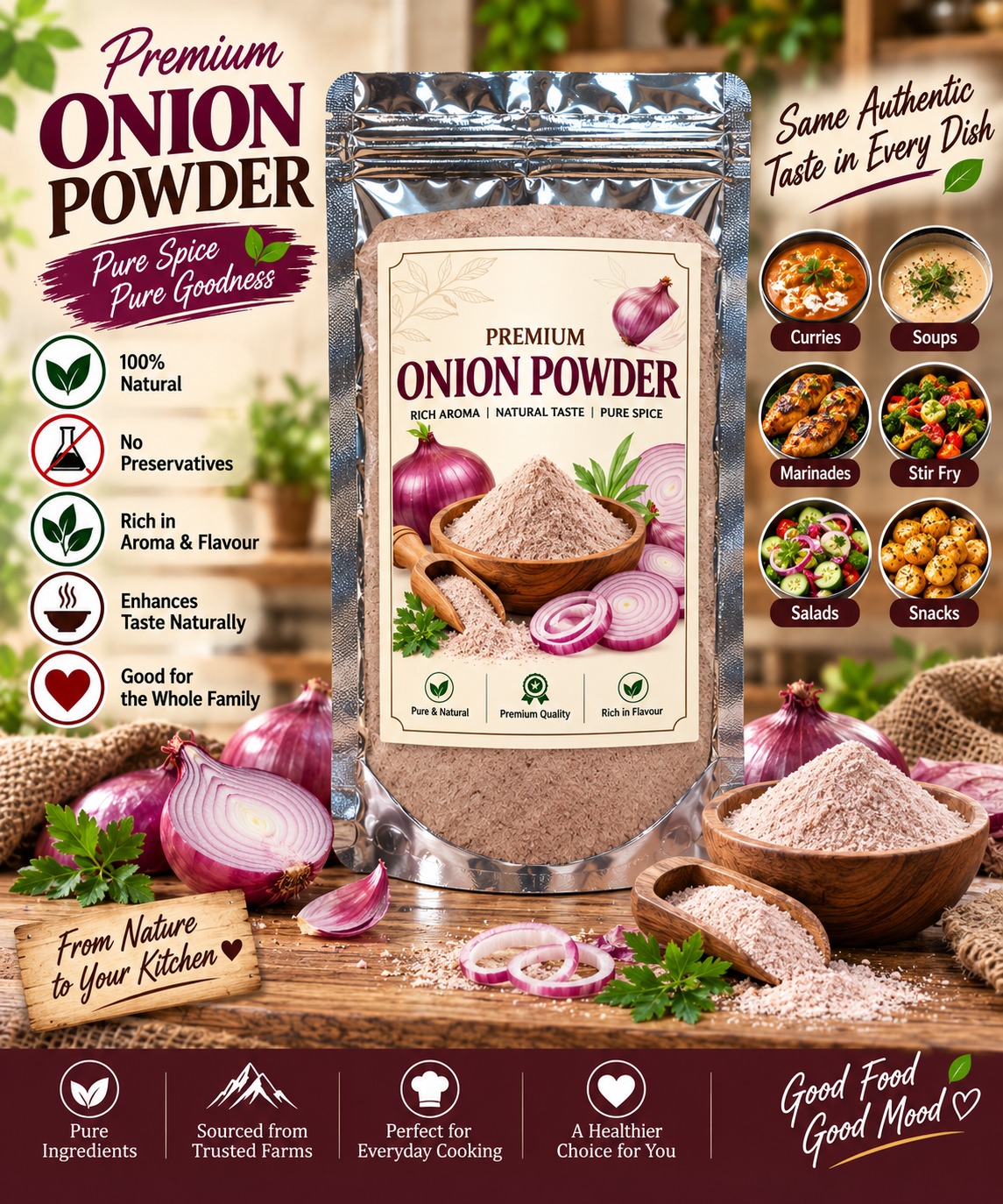 Filoma Premium Onion Powder – Pure Spice, Rich Aroma & Natural Taste
