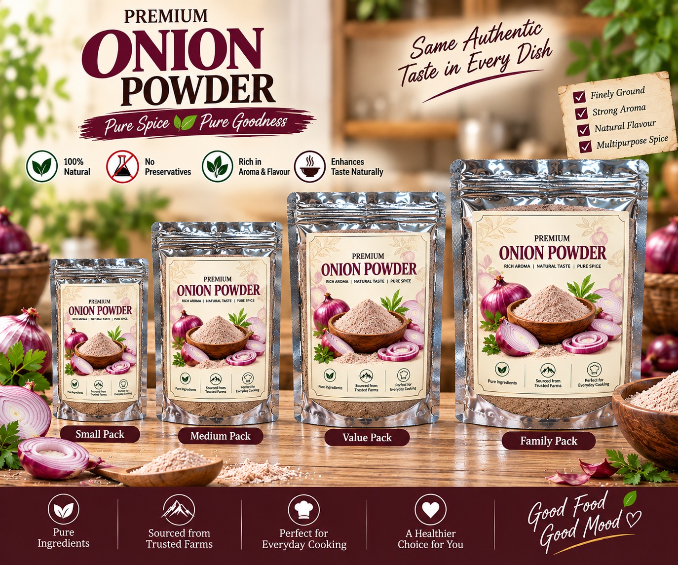 Filoma Premium Onion Powder – Pure Spice, Rich Aroma & Natural Taste