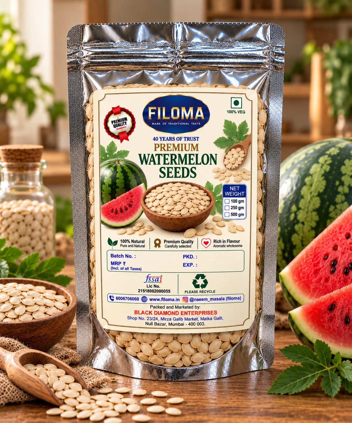 Filoma Premium Watermelon Seeds (Tarbooz Ke Beej) – 100% Natural Superfood