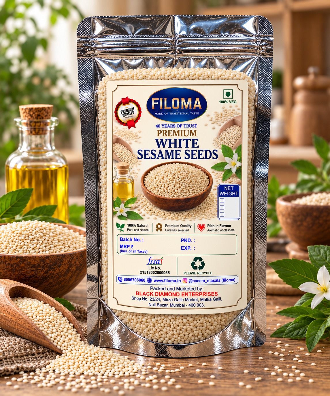 Filoma Premium White Sesame Seeds (Safed Til) – 100% Natural Superfood