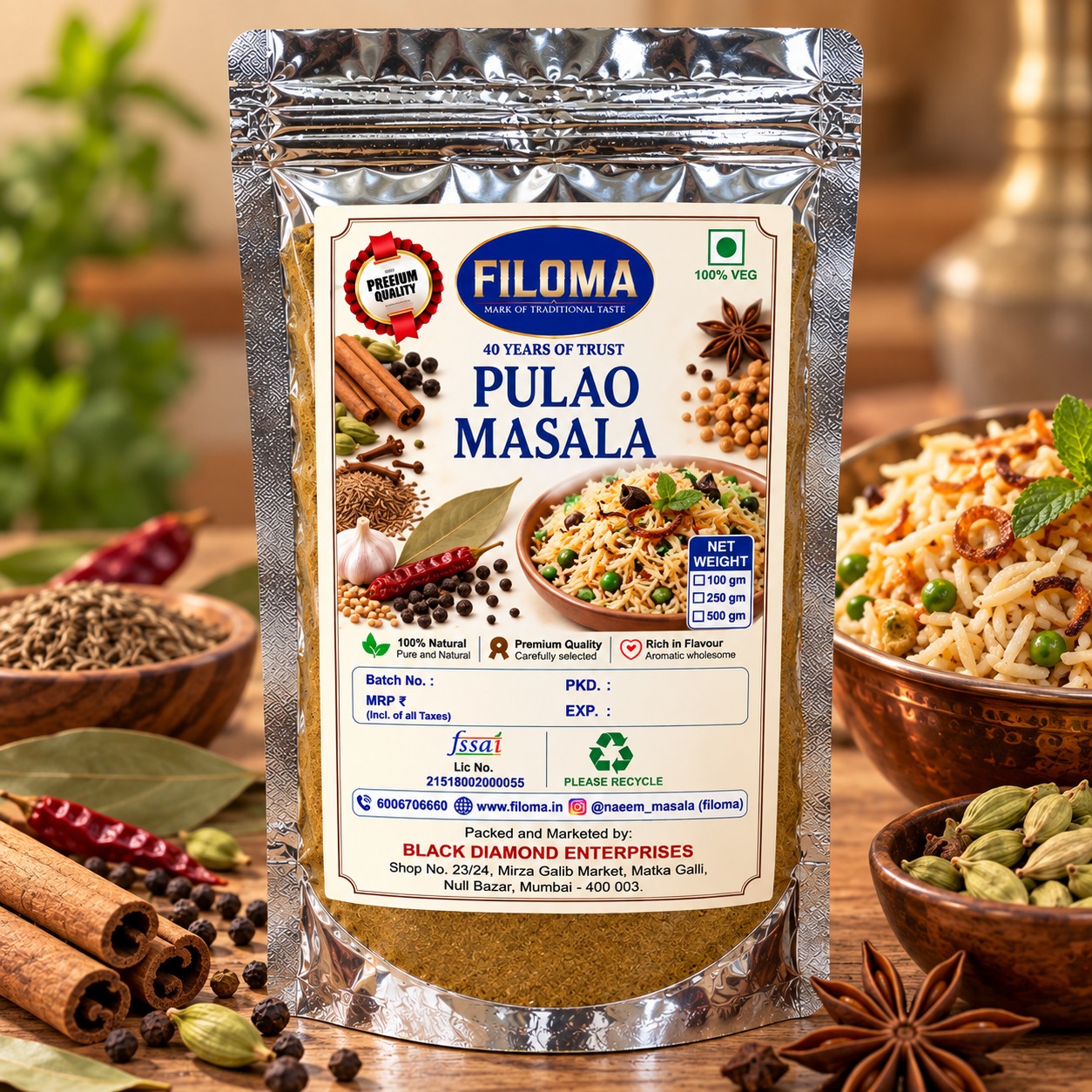 Filoma Pulao Masala – Authentic Blend for Aromatic Pulao