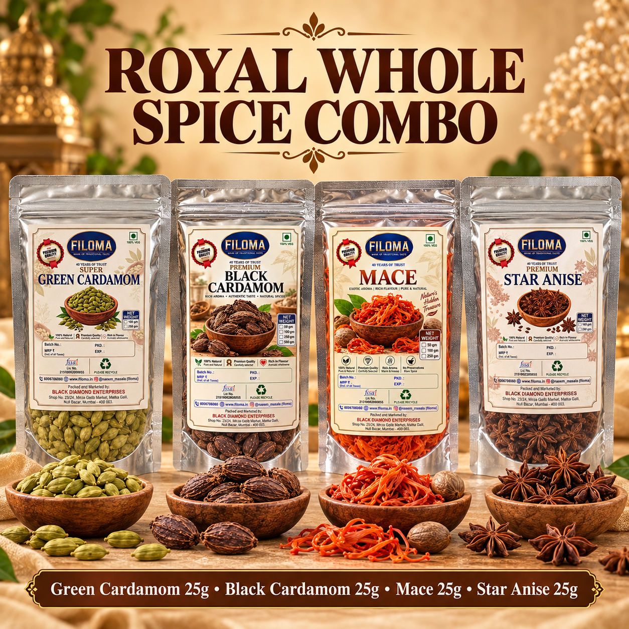 Filoma Royal Whole Spice Combo | 4 Packs × 25g