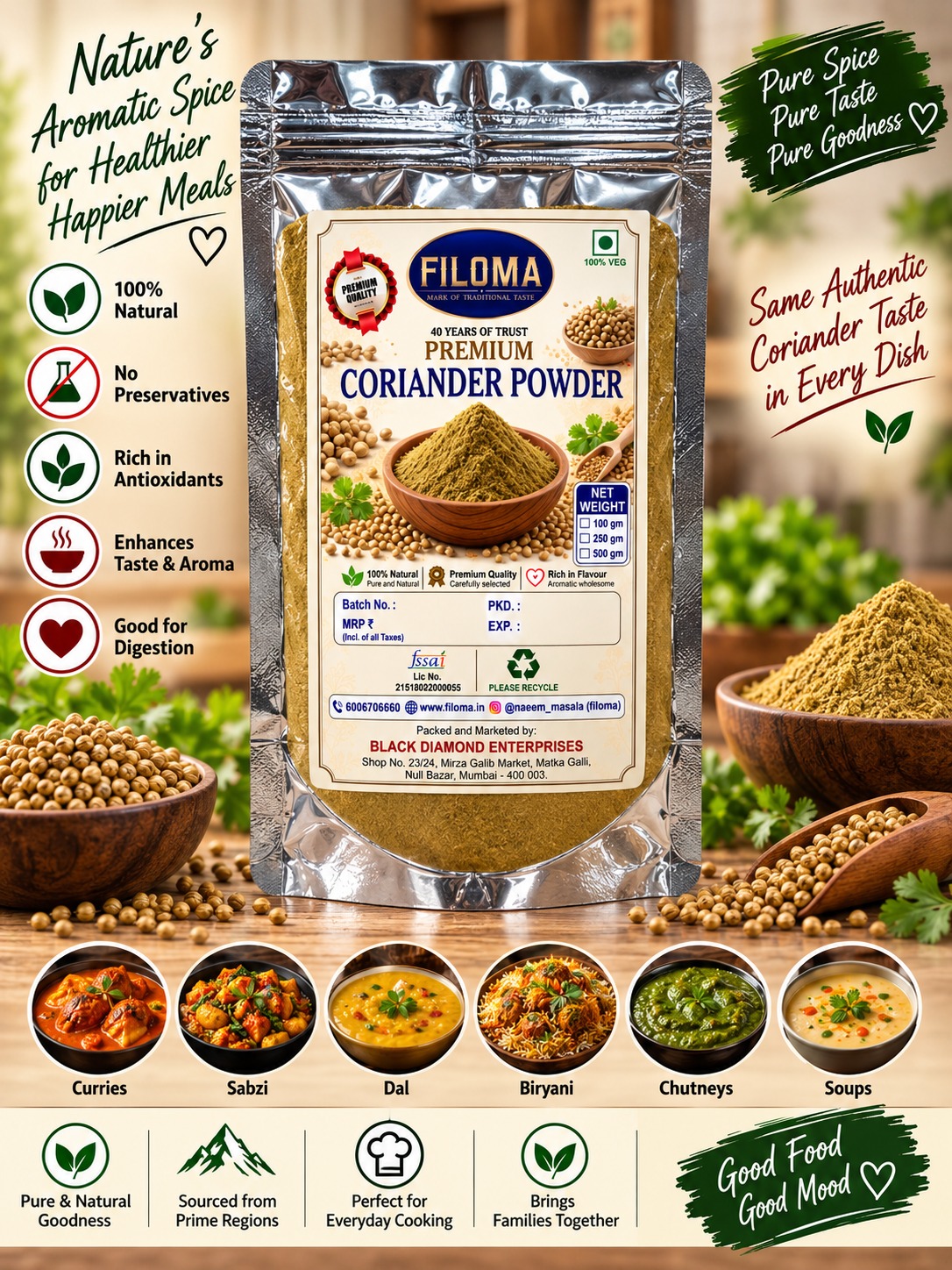 Premium Coriander Powder | Pure & Natural Coriander Spice