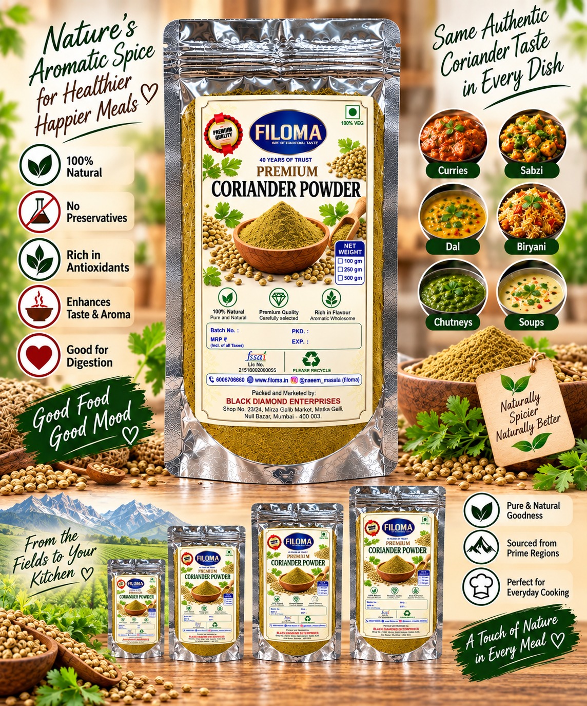 Premium Coriander Powder | Pure & Natural Coriander Spice