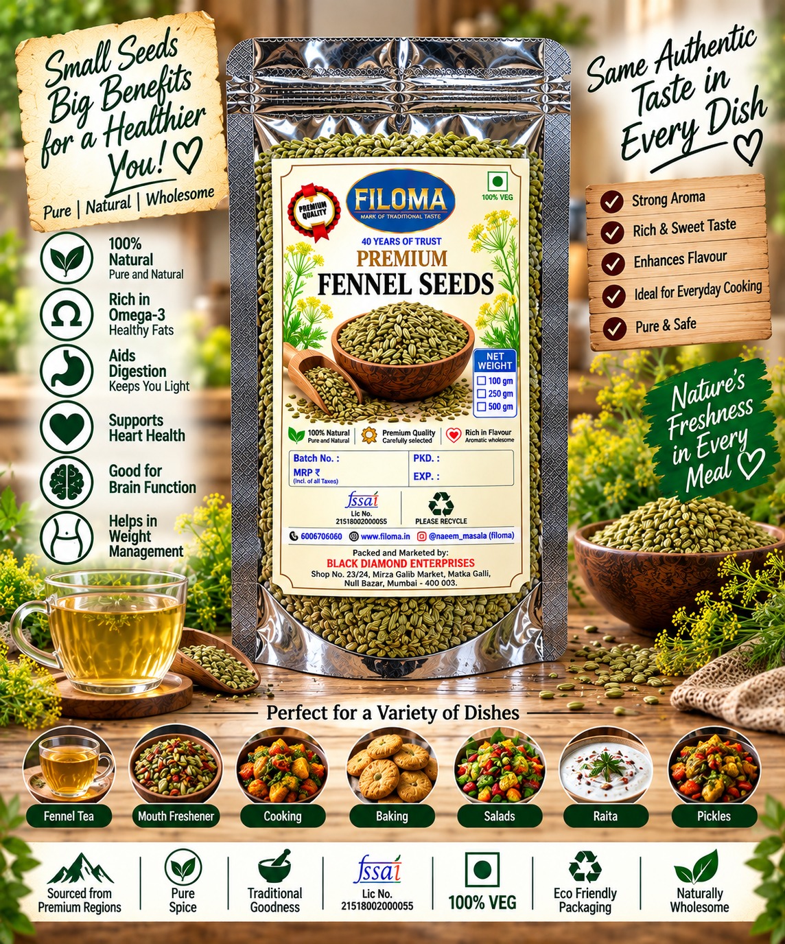 Premium Fennel Seeds | Pure & Natural Saunf for Everyday Use